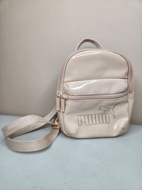 PUMA Mini Backpack – Cream Patent Crossbody